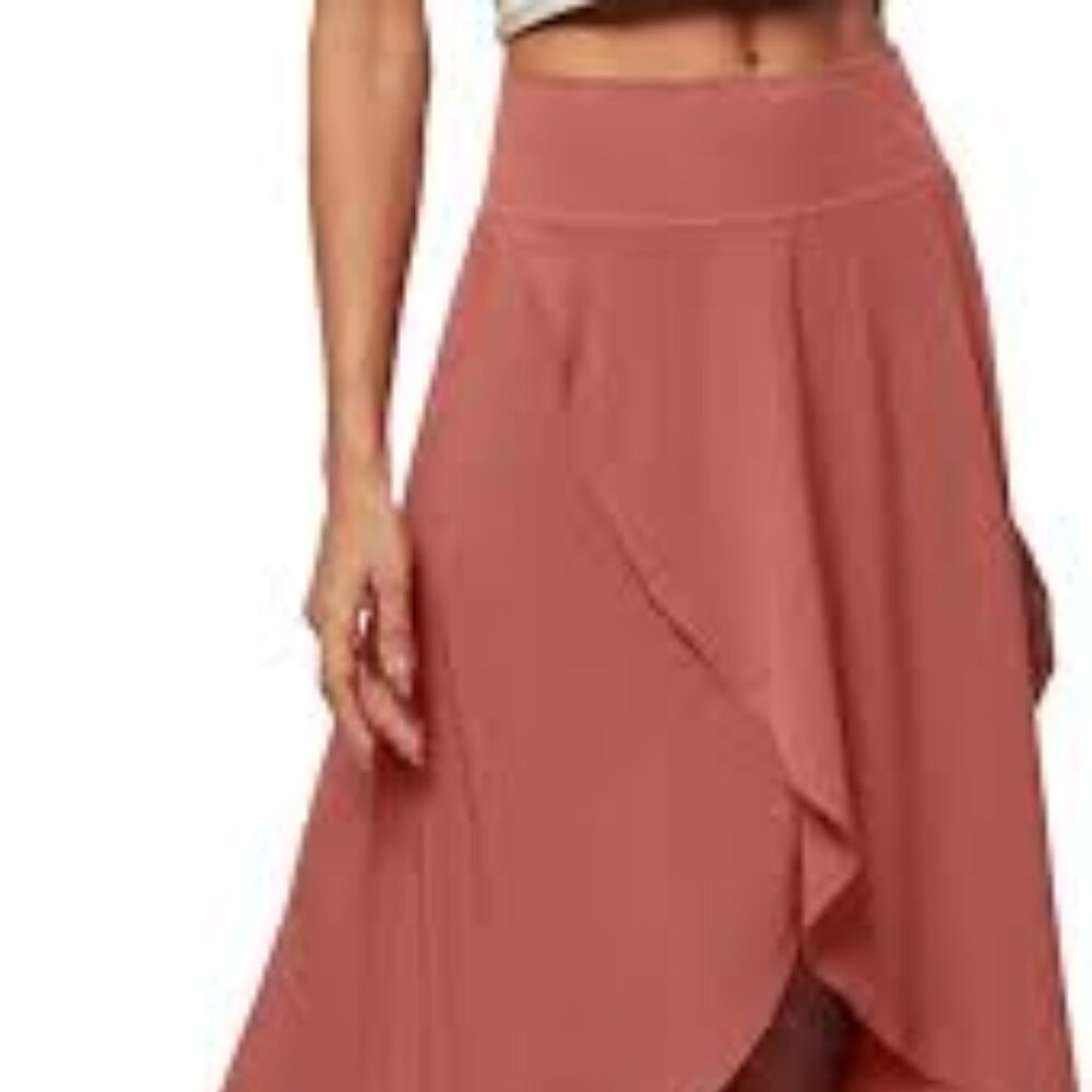 25-NWT HALARA BREEZEFUL HIGH WAISTED HIGH LOW RUFFLE 2 IN 1 SKIRT/BIKER SHORTS - Picture 4 of 6